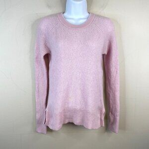 WHITE + WARREN Womens 100% CASHMERE Sweater Size S Pastel Pink Waffle Knit COZY